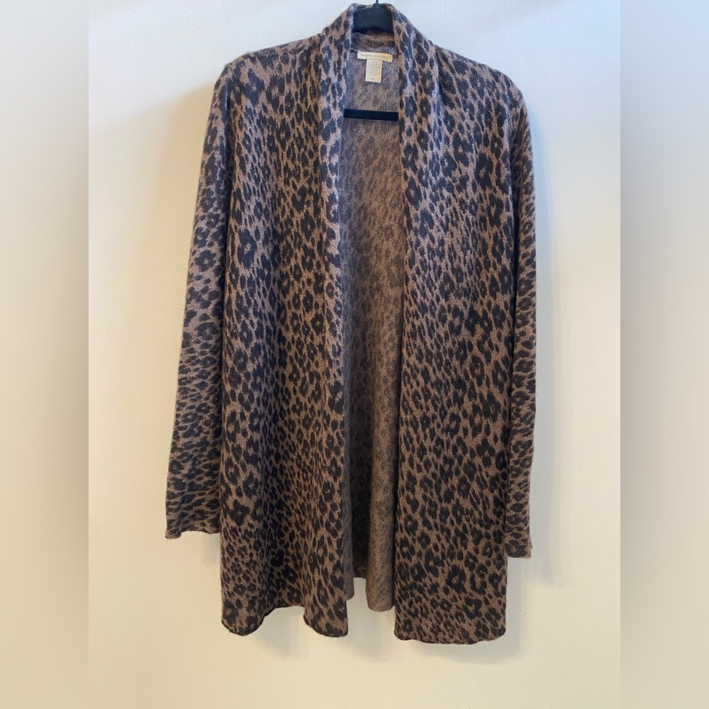 White + Warren Animal Print Cardigan
